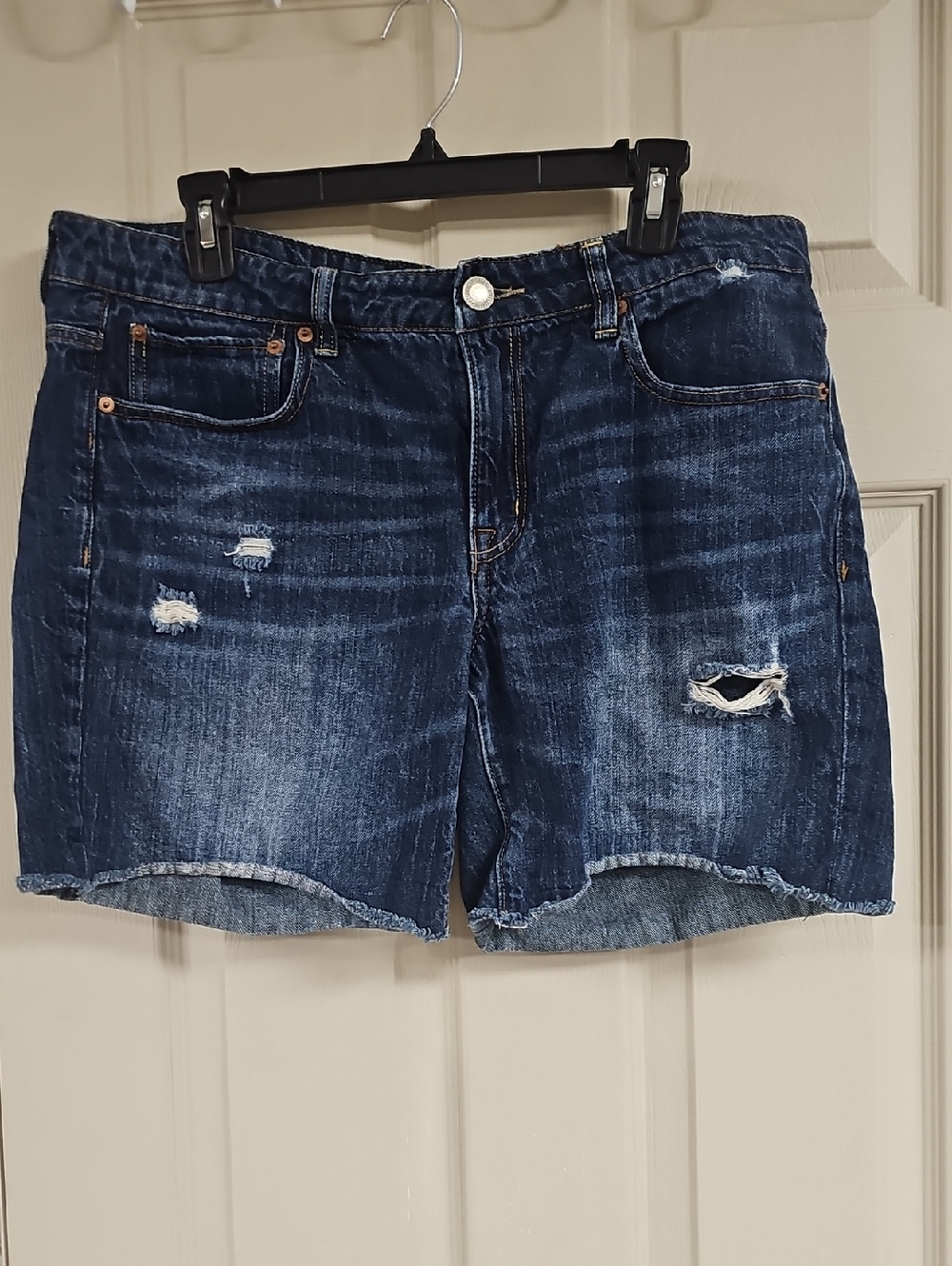 Dark Blue Distressed Denim Women's Shorts